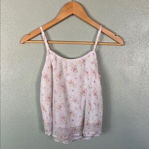 Abercrombie Kids Floral Pink Spaghetti Strap Top